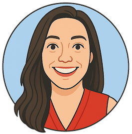 Cartoon image of Janelle, a remote Sinus Ninja client, smiling with relief after her Zoom-based consultation for sinus support.