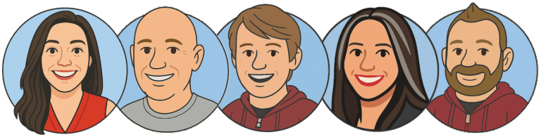 Cartoon headshots of five happy clients who found sinus relief through the Sinus Ninja treatment